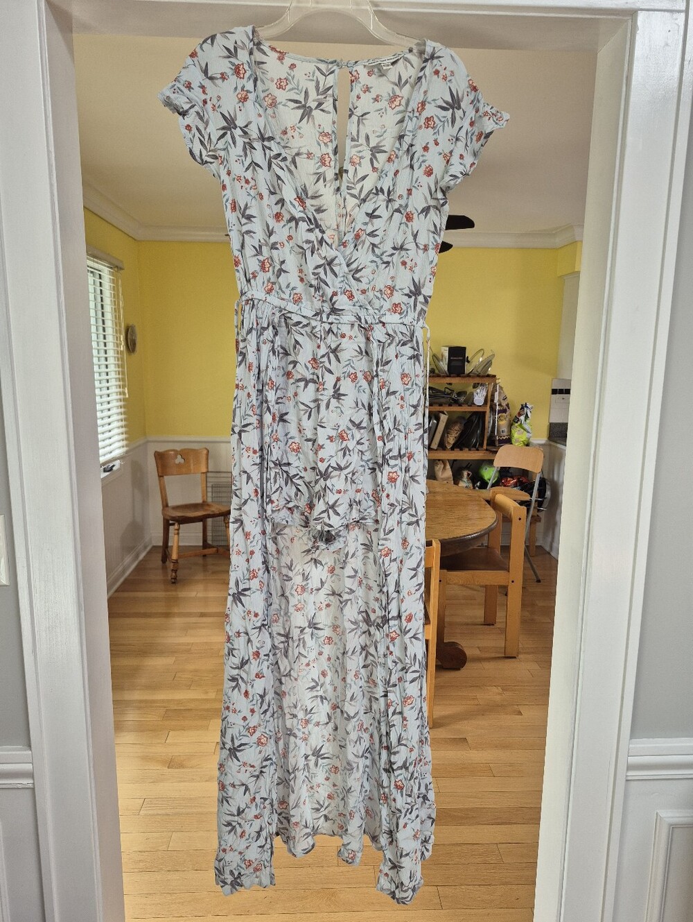American Eagle OutfittersSage Green Romper with Coral Accents - Picture 2 of 5